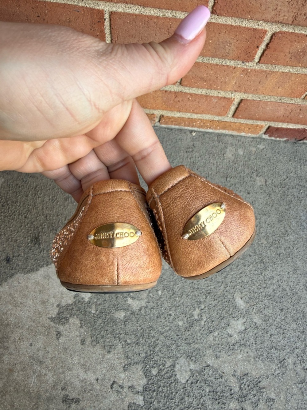 Jimmy Choo Nude Blush Crystal Embellished Ballet Flats - Picture 7 of 12